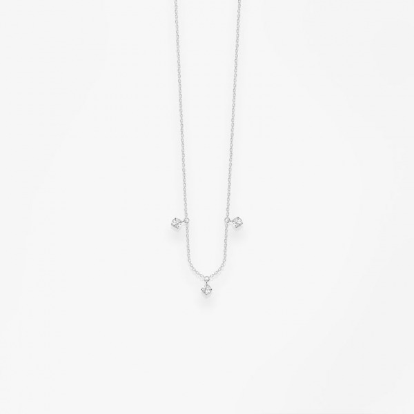 Collier Vanrycke Stardust Or Blanc 18k & 3 Diamants