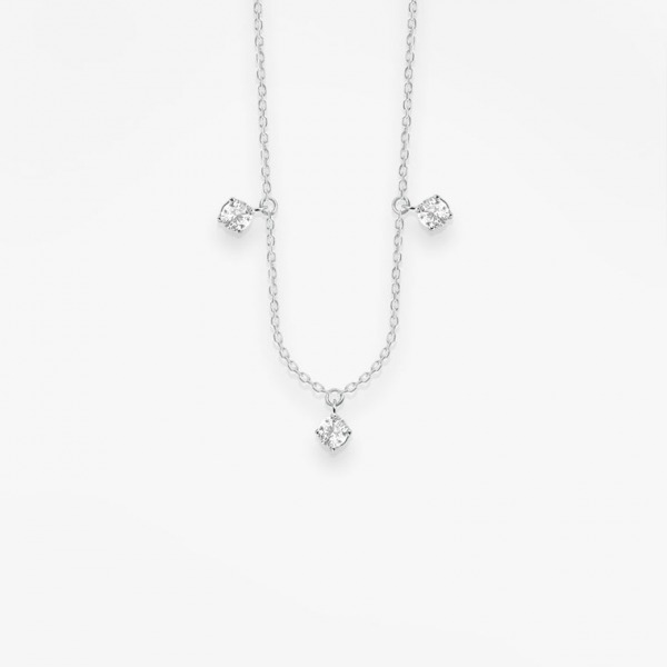 Collier Vanrycke Stardust Or Blanc 18k & 3 Diamants