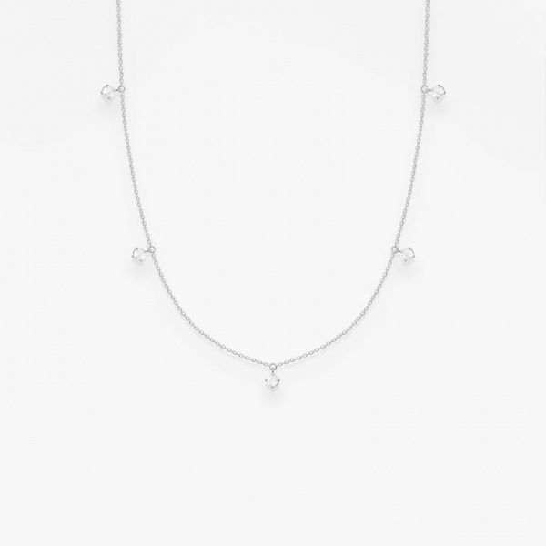Collier Vanrycke Stardust Or Blanc 18k & 5 Diamants