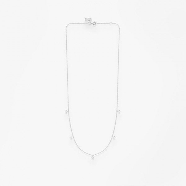 Collier Vanrycke Stardust Or Blanc 18k & 5 Diamants