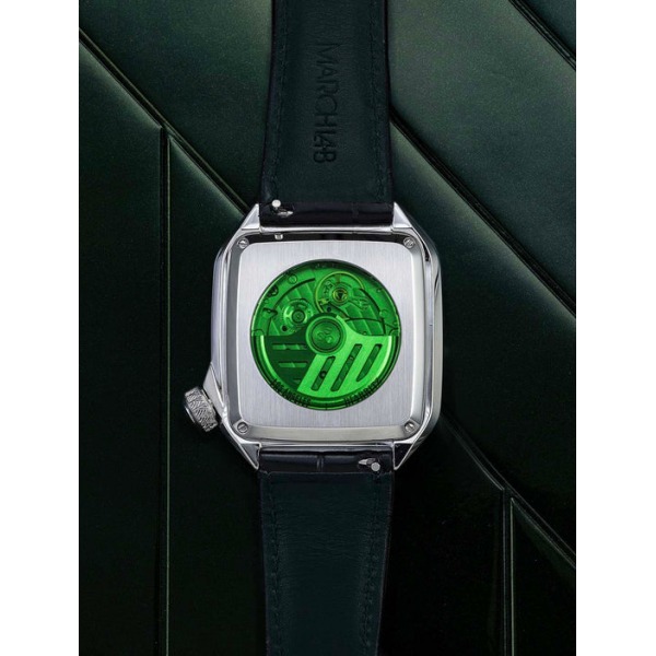 Montre MARCH LA.B AM2 Slim Automatique White Bracelet Alligator Noir