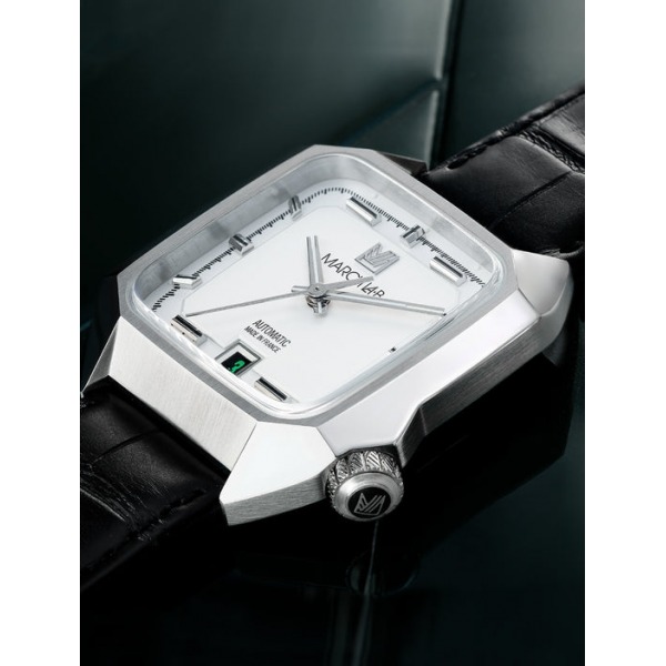 Montre MARCH LA.B AM2 Slim Automatique White Bracelet Alligator Noir