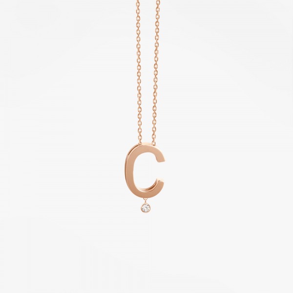 Collier Vanrycke ABÉCÉDAIRE "C" Or rose 18k et diamant