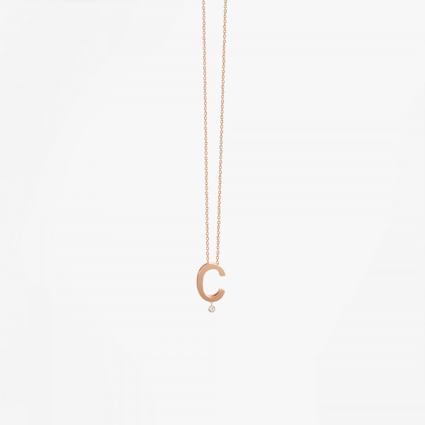 Collier Vanrycke ABÉCÉDAIRE "C" Or rose 18k et diamant