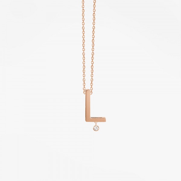 Collier Vanrycke ABÉCÉDAIRE "L" Or rose 18k et diamant