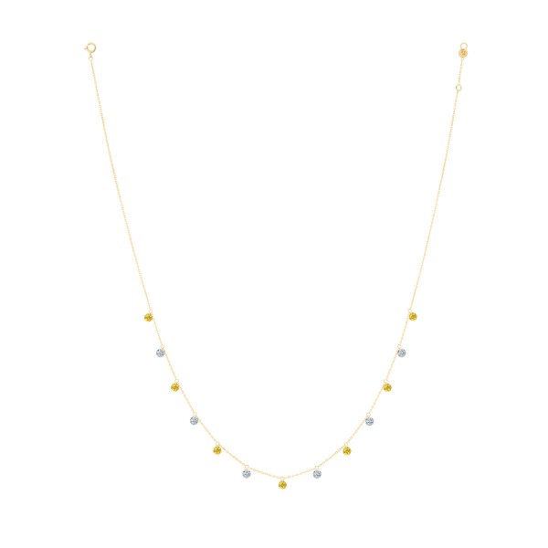 Collier La Brune & La Blonde Confetti 13 Pierres Saphirs Jaunes et Diamants Or Jaune