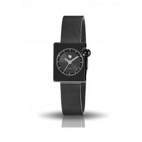 Montre LIP Femme MACH 2000 mini square 30 mm Cadran Noir Bracelet Milanais