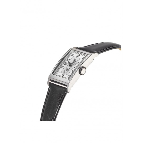 Montre Lip T18 Cadran Argenté Bracelet Cuir Vachette Noir