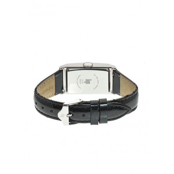 Montre Lip T18 Cadran Argenté Bracelet Cuir Vachette Noir