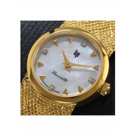 Montre LIP Henriette doré Bracelet acier en mailles milanaises dorées