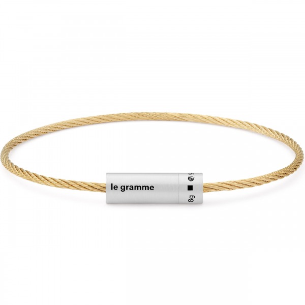 Bracelet Le Gramme câble le 8g en argent 925 & or jaune 750 Brossé Lisse
