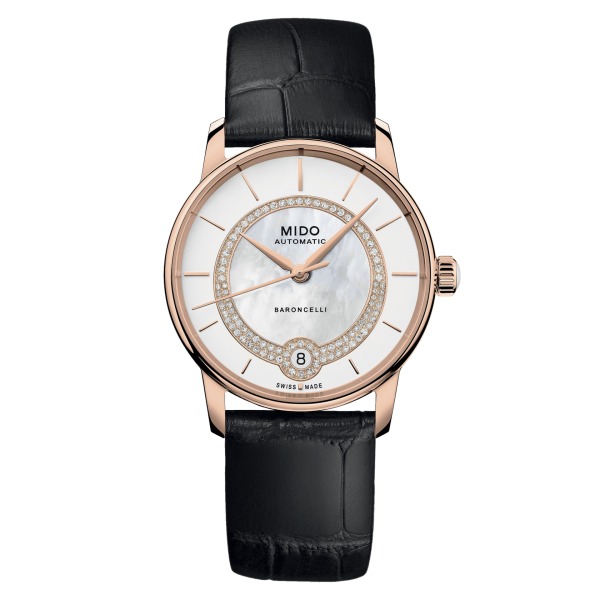 Montre Mido Baroncelli Lady Necklace Bracelet Cuir Noir