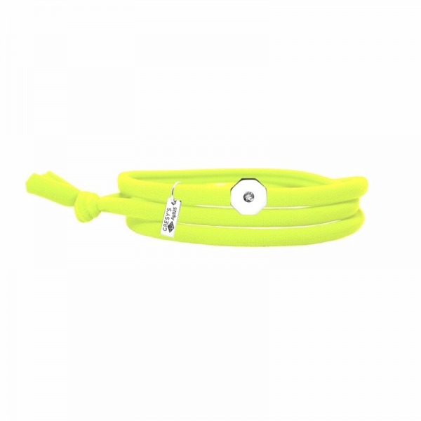 Bracelet Gresy's Sunny Octogone 1 diamant, argent rhodié Jaune Fluo