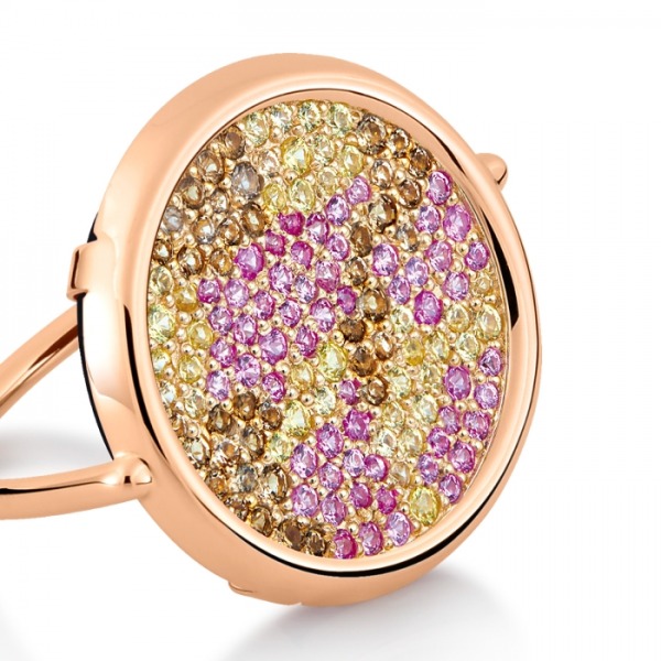 Bague Ginette NY Cocktail Disc Ring Or Rose