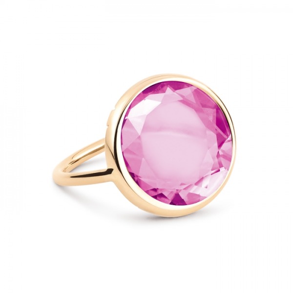 Bague Ginette NY Mini Corindon Rose Disc Ring Or Rose