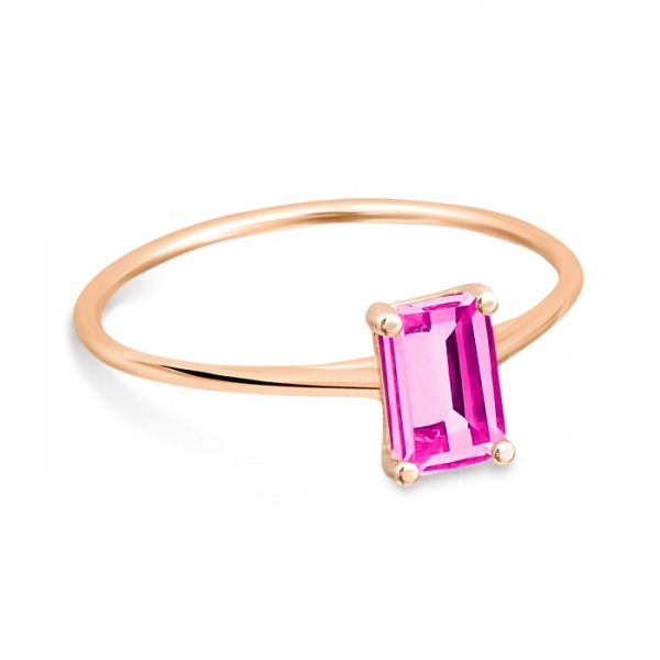 Bague Ginette NY Mini Cocktail Topaze Rose Or Rose