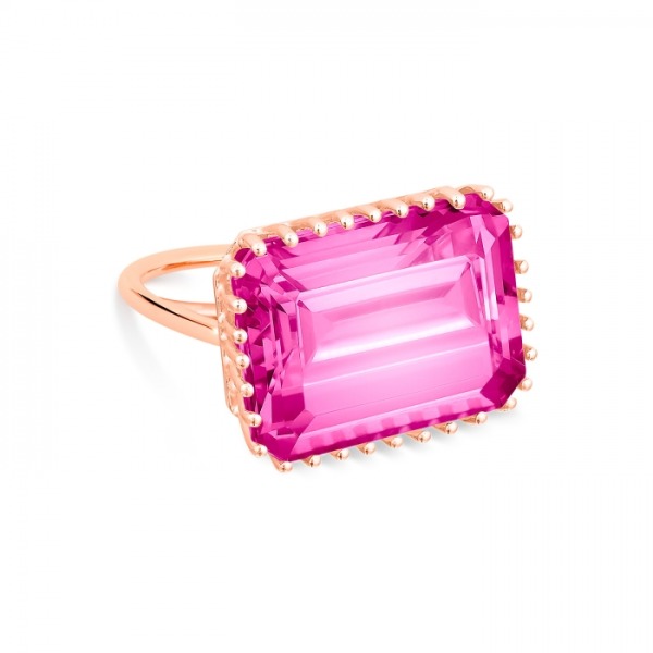 Bague Ginette NY Jumbo Cocktail Topaze Rose Or Rose