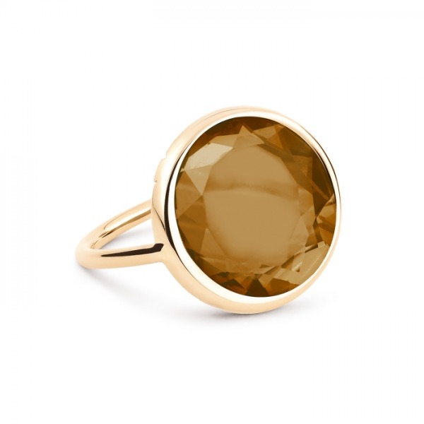 Bague Ginette NY Mini Quartz Fumé Disc Ring Or Rose