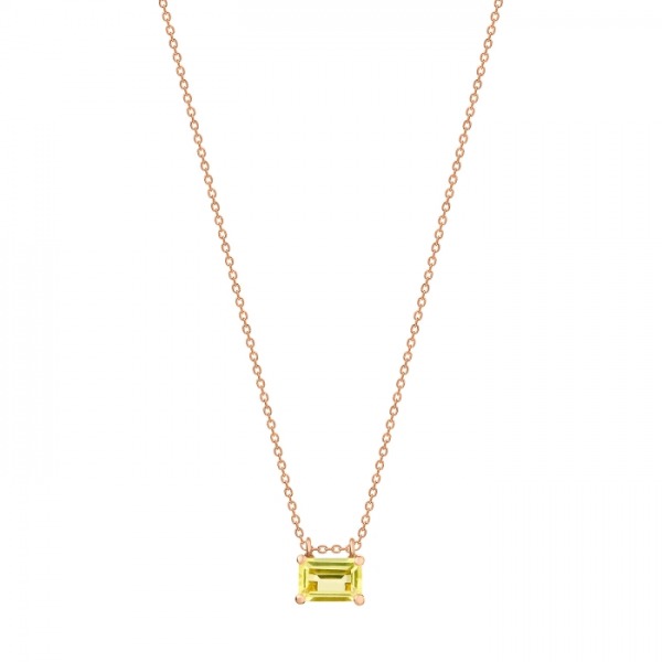 Collier Ginette NY Mini Cocktail Lemon Quartz Chaîne Or Rose