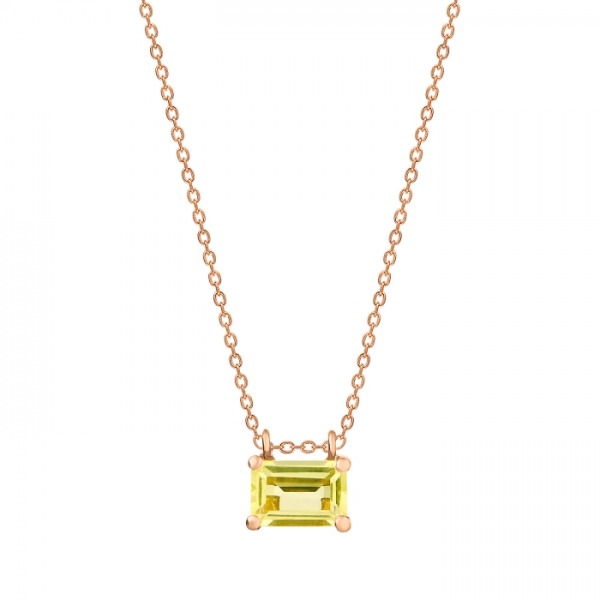 Collier Ginette NY Mini Cocktail Lemon Quartz Chaîne Or Rose