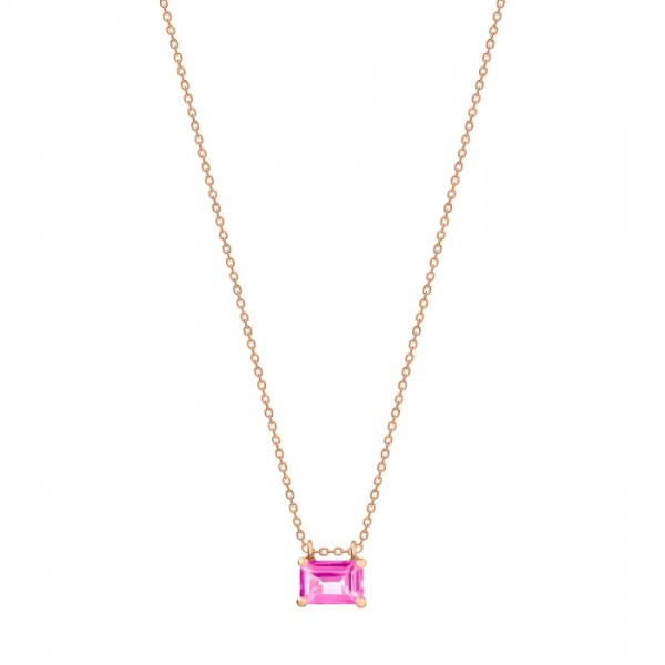 Collier Ginette NY Mini Cocktail Topaze Rose Chaîne Or Rose