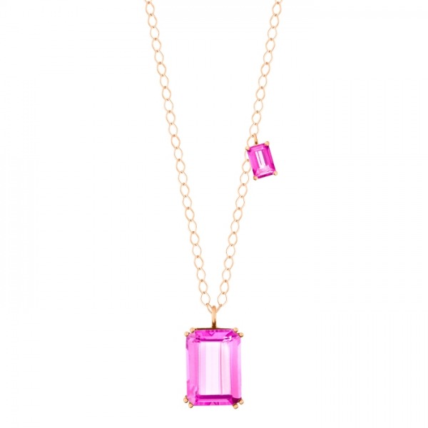 Collier Ginette NY Duo Cocktail Topaze Rose Chaîne Or Rose