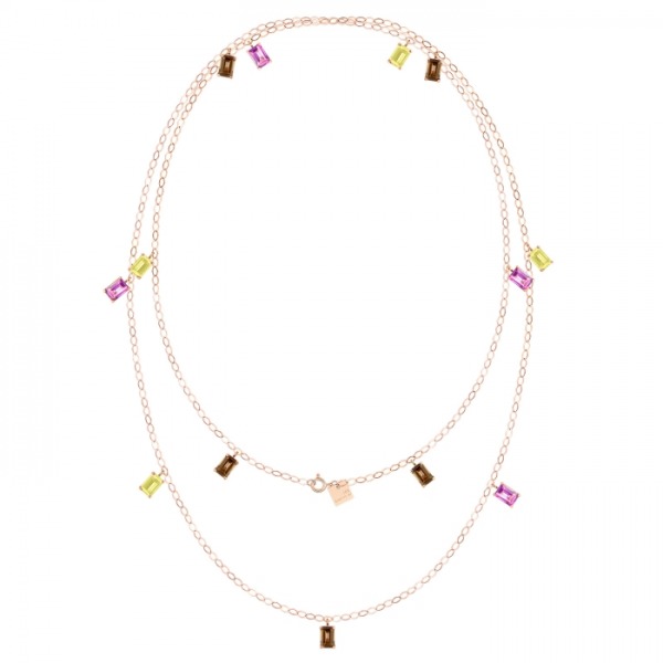 Collier Ginette NY Cocktail Sautoir Or Rose