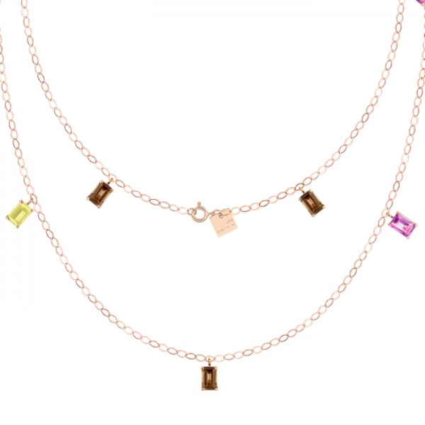 Collier Ginette NY Cocktail Sautoir Or Rose