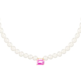 Collier Ginette NY Mini Cocktail Perles & Topaze Rose Chaîne Or Rose
