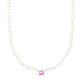 Collier Ginette NY Mini Cocktail Perles & Topaze Rose Chaîne Or Rose