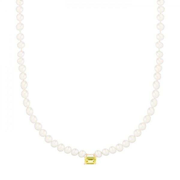 Collier Ginette NY Mini Cocktail Perles & Lemon Quartz Chaîne Or Rose