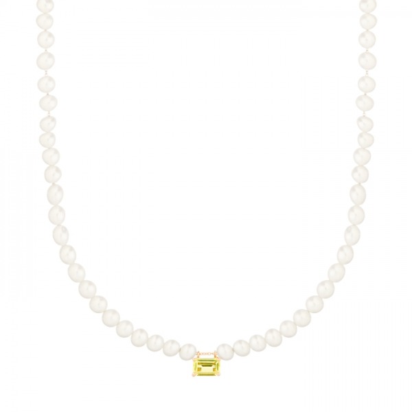 Collier Ginette NY Mini Cocktail Perles & Lemon Quartz Chaîne Or Rose