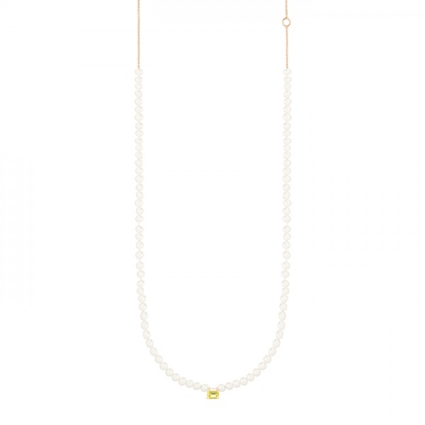 Collier Ginette NY Mini Cocktail Perles & Lemon Quartz Chaîne Or Rose