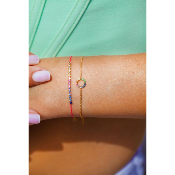 Bracelet Redline Mini Aura Rainbow Saphirs Chaîne Or Jaune