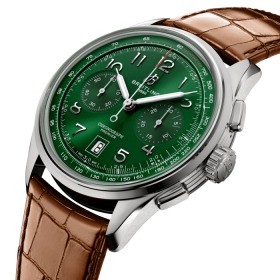 Montre Breitling Premier B01 Chronographe 42 Cadran Vert Bracelet Cuir