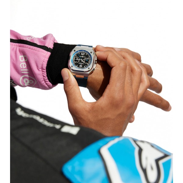 Montre BELL ROSS BR05 Chrono A523 Alpine Bracelet Cuir 42MM