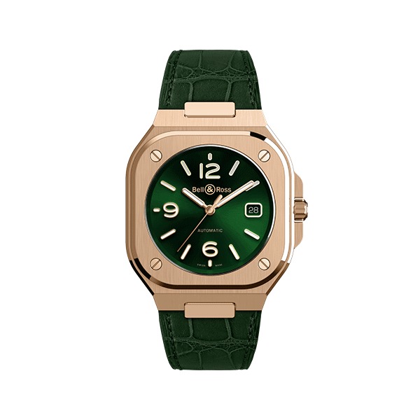 Montre BELL & ROSS BR05 Green Gold Bracelet Cuir 40MM