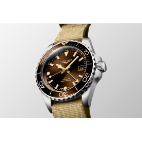 Montre Longines HydroConquest GMT Auto Cadran Brun Bracelet Textile 41mm