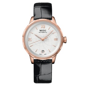 Montre Mido Rainflower  PVD Or Rose Bracelet Cuir Noir