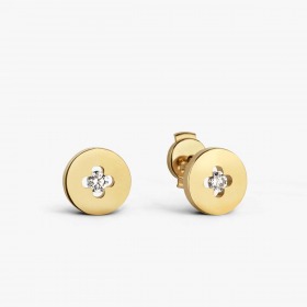Boucles d'Oreilles Arthus Bertrand Royale Puces Diamant Or Jaune