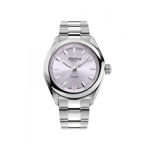 Montre Alpina Comtesse Quartz Blooming Purple Bracelet Acier