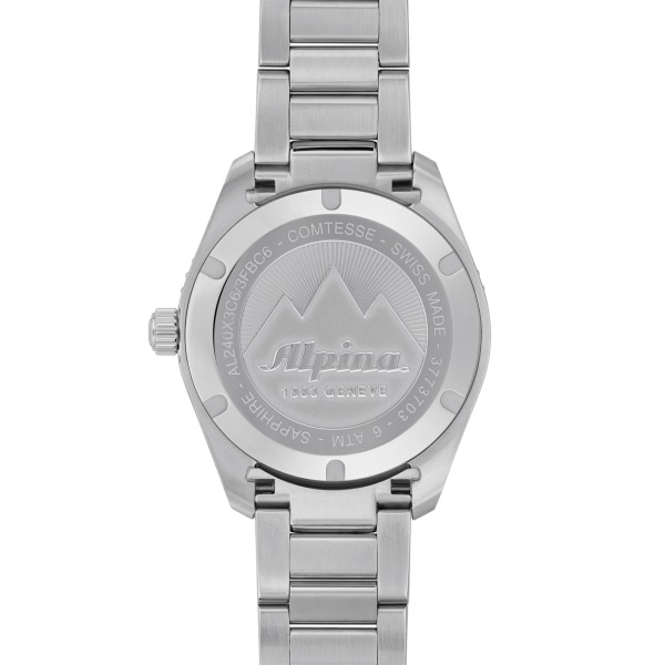 Montre Alpina Comtesse Sport Quartz Cadran Argent Bracelet Acier