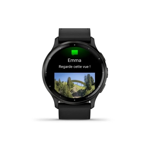 Montre Garmin Venu 3 Black bracelet cuir noir