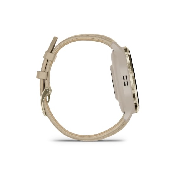 Montre Garmin Venu 3S Soft Gold bracelet cuir lin
