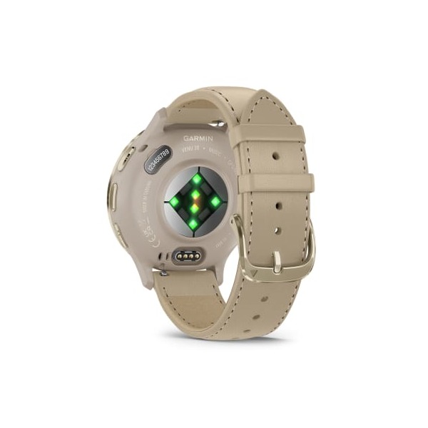 Montre Garmin Venu 3S Soft Gold bracelet cuir lin