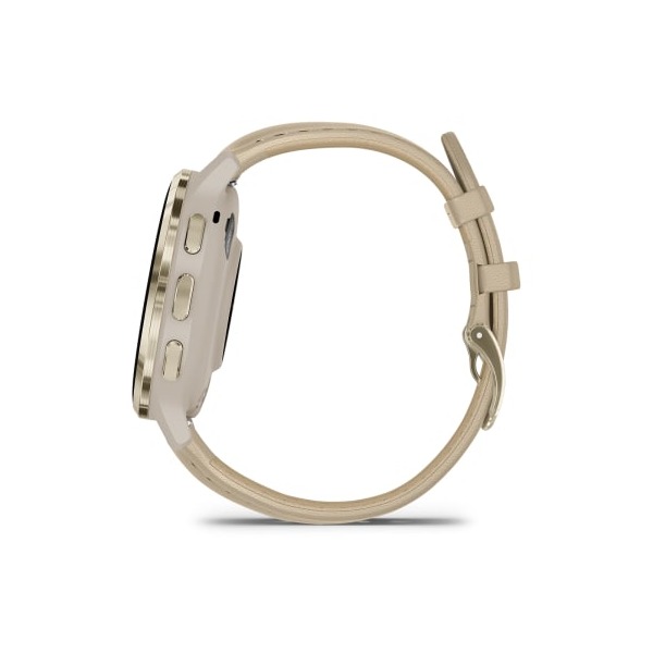 Montre Garmin Venu 3S Soft Gold bracelet cuir lin