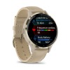 Montre Garmin Venu 3S Soft Gold bracelet cuir lin