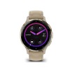 Montre Garmin Venu 3S Soft Gold bracelet cuir lin