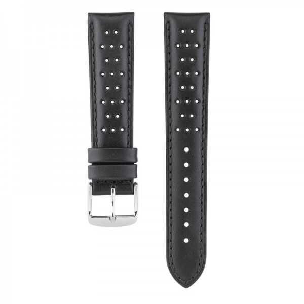Bracelet Montre Seiko Cuir Perforé Noir