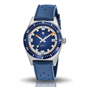 Montre LIP Nautic 3 Cadran Bleu Bracelet Caoutchouc Bleu